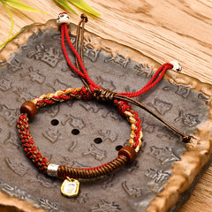 Bracelet tibétain de protection spirituelle tissé à la main, cordon en coton ajustable, cadeau porte-bonheur