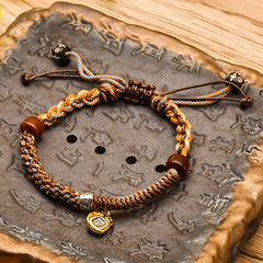 Bracelet tibétain de protection spirituelle tissé à la main, cordon en coton ajustable, cadeau porte-bonheur