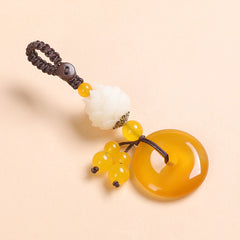Agate Chalcedony Safety Knot Keychain, Unisex Car Keyring Creative Gift